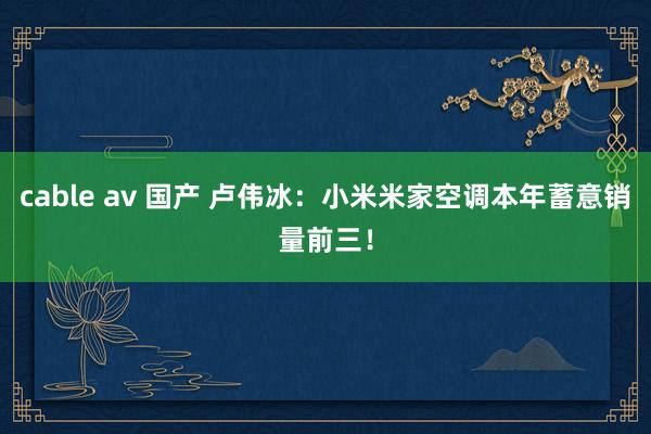 cable av 国产 卢伟冰：小米米家空调本年蓄意销量前三！