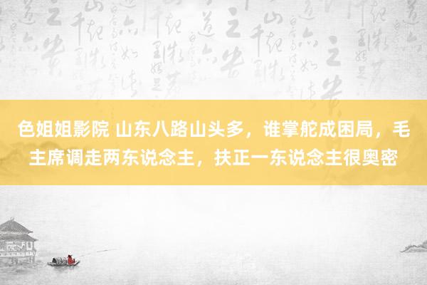 色姐姐影院 山东八路山头多，谁掌舵成困局，毛主席调走两东说念主，扶正一东说念主很奥密