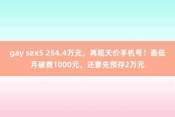 gay sex5 254.4万元，再现天价手机号！最低月破费1000元，还要先预存2万元