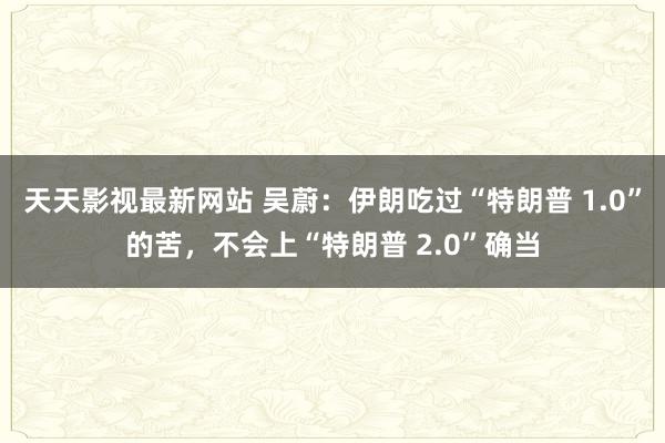 天天影视最新网站 吴蔚：伊朗吃过“特朗普 1.0”的苦，不会上“特朗普 2.0”确当