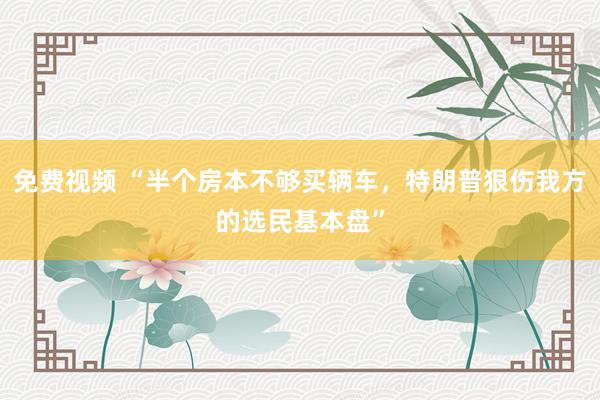 免费视频 “半个房本不够买辆车，特朗普狠伤我方的选民基本盘”